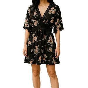 NWT VINTAGE Y2K ADAM LEVINE Floral Dress size Black and Multicolored flo…